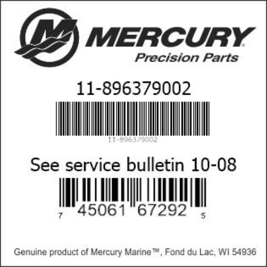 Bar codes for Mercury Marine part number 11-896379002