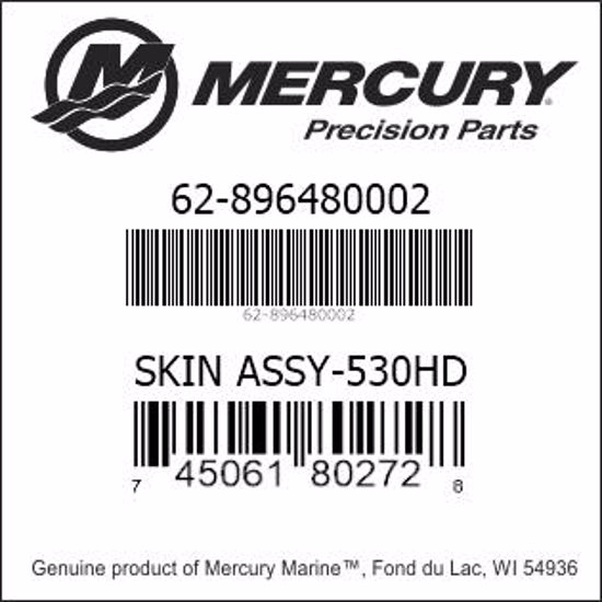 Bar codes for Mercury Marine part number 62-896480002