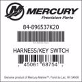 Bar codes for Mercury Marine part number 84-896537K20