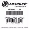 Bar codes for Mercury Marine part number 84-896537K24