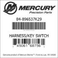 Bar codes for Mercury Marine part number 84-896537K29