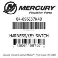 Bar codes for Mercury Marine part number 84-896537K40