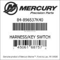 Bar codes for Mercury Marine part number 84-896537K40