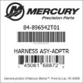 Bar codes for Mercury Marine part number 84-896542T01