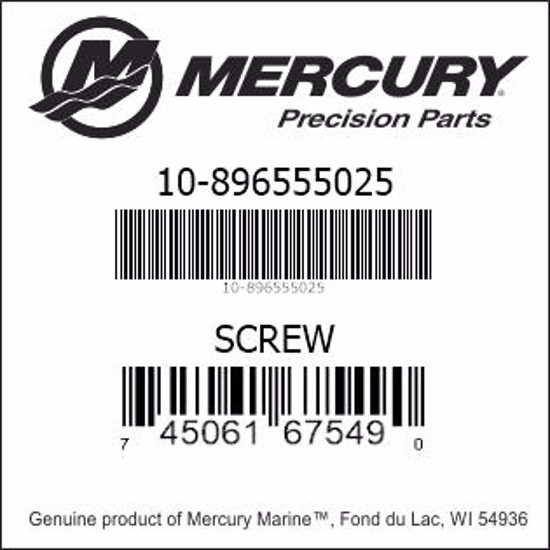 Bar codes for Mercury Marine part number 10-896555025