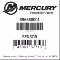Bar codes for Mercury Marine part number 896688001