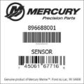 Bar codes for Mercury Marine part number 896688001