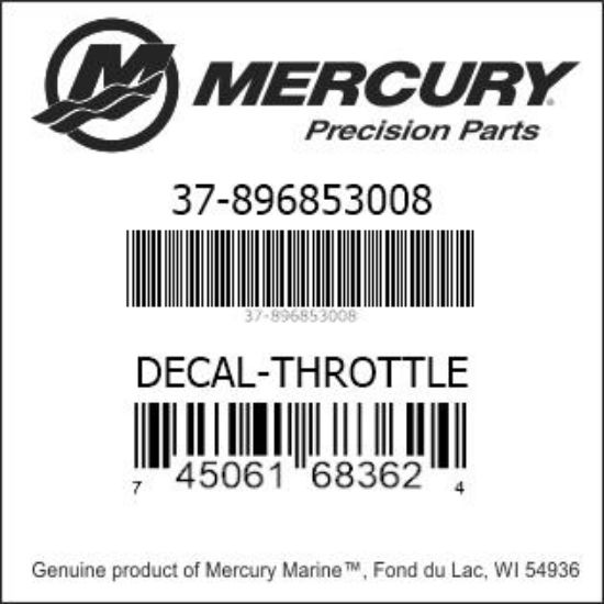 Bar codes for Mercury Marine part number 37-896853008