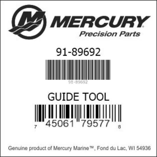 Bar codes for Mercury Marine part number 91-89692