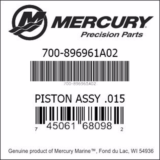 Bar codes for Mercury Marine part number 700-896961A02