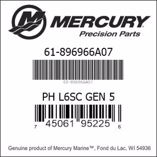 Bar codes for Mercury Marine part number 61-896966A07