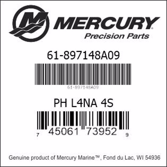 Bar codes for Mercury Marine part number 61-897148A09