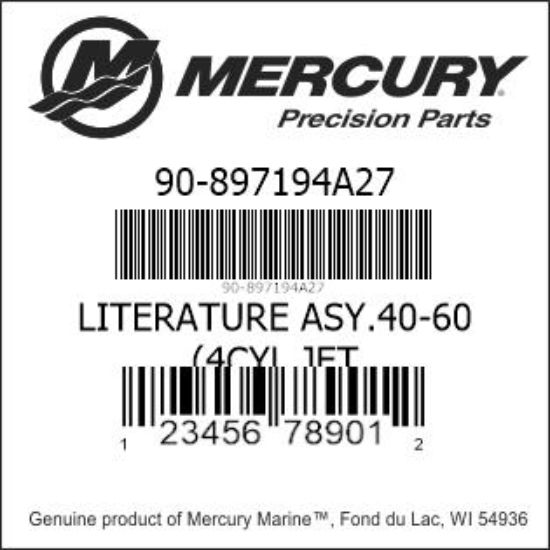 Bar codes for Mercury Marine part number 90-897194A27