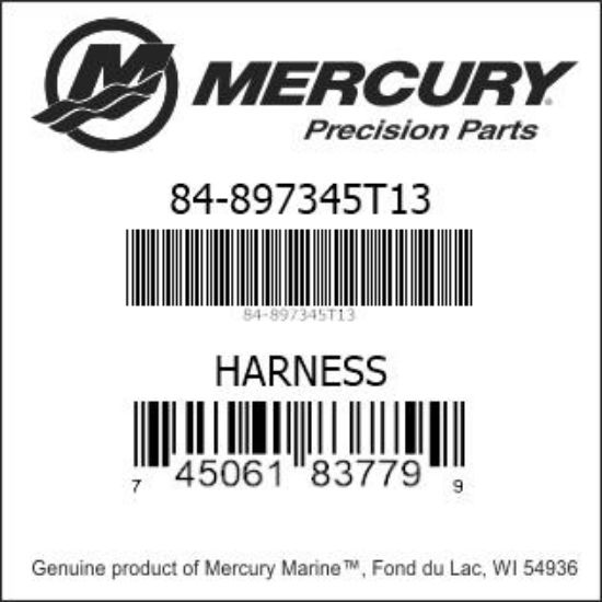 Bar codes for Mercury Marine part number 84-897345T13
