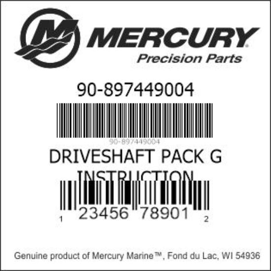 Bar codes for Mercury Marine part number 90-897449004