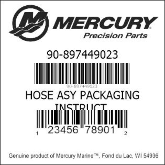 Bar codes for Mercury Marine part number 90-897449023