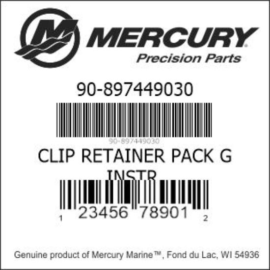 Bar codes for Mercury Marine part number 90-897449030