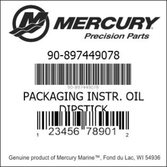 Bar codes for Mercury Marine part number 90-897449078