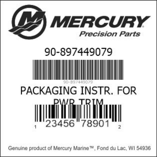 Bar codes for Mercury Marine part number 90-897449079
