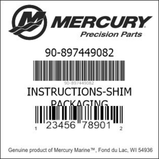 Bar codes for Mercury Marine part number 90-897449082