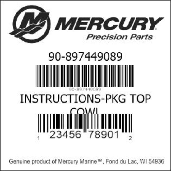 Bar codes for Mercury Marine part number 90-897449089