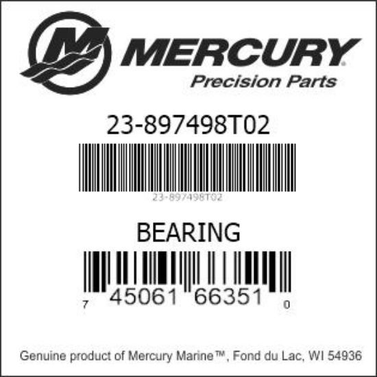 Bar codes for Mercury Marine part number 23-897498T02