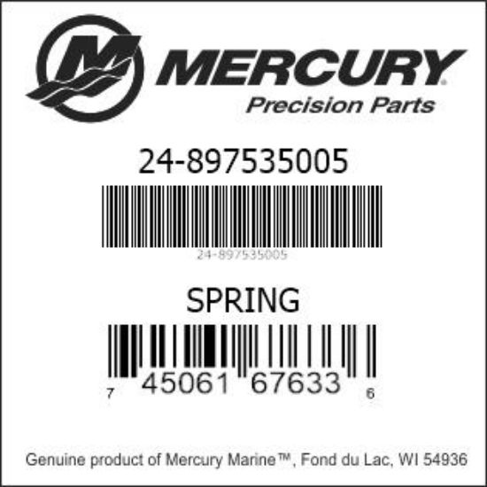 Bar codes for Mercury Marine part number 24-897535005