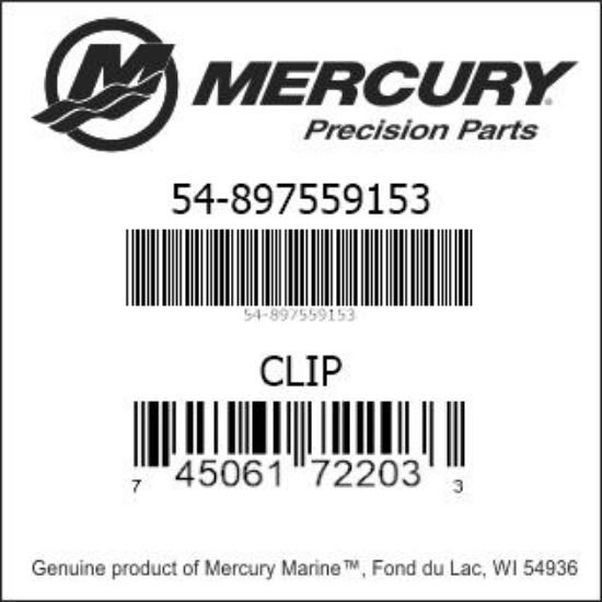 Bar codes for Mercury Marine part number 54-897559153
