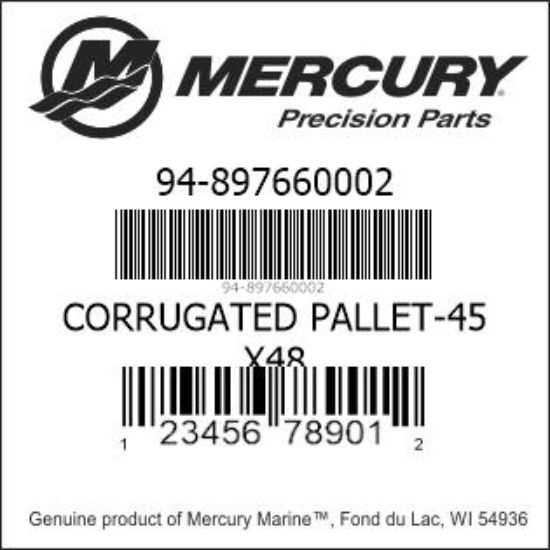 Bar codes for Mercury Marine part number 94-897660002