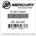 Bar codes for Mercury Marine part number 87-897716847