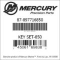 Bar codes for Mercury Marine part number 87-897716850