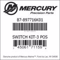 Bar codes for Mercury Marine part number 87-897716K01