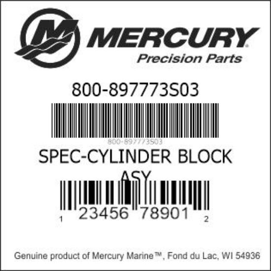 Bar codes for Mercury Marine part number 800-897773S03