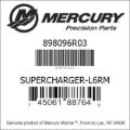 Bar codes for Mercury Marine part number 898096R03