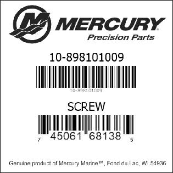 Bar codes for Mercury Marine part number 10-898101009