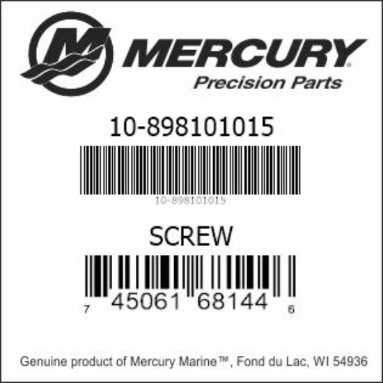 Bar codes for Mercury Marine part number 10-898101015