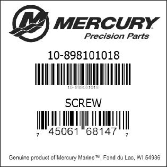 Bar codes for Mercury Marine part number 10-898101018
