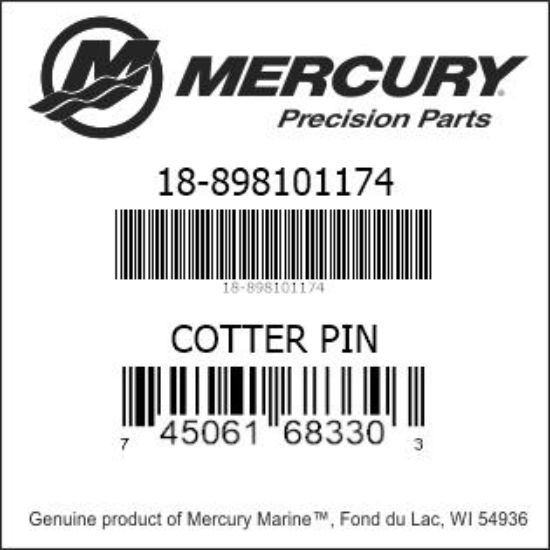 Bar codes for Mercury Marine part number 18-898101174