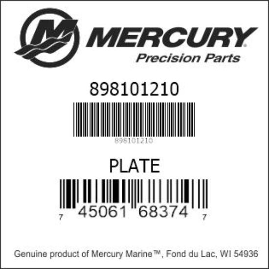 Bar codes for Mercury Marine part number 898101210