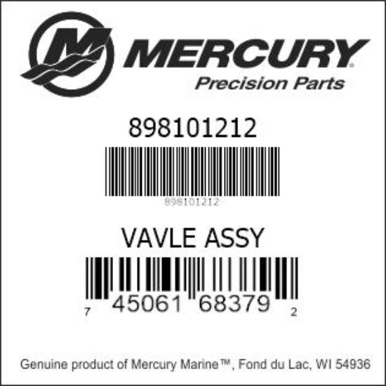 Bar codes for Mercury Marine part number 898101212