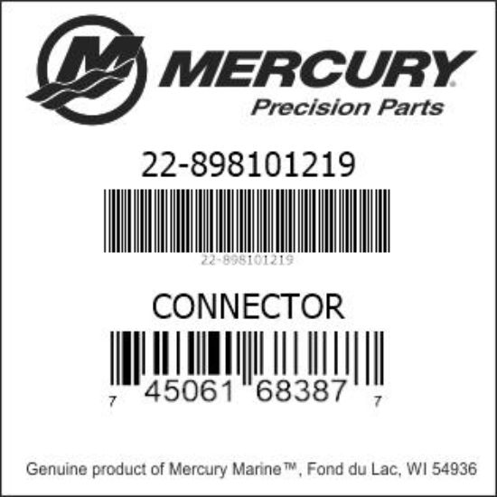 Bar codes for Mercury Marine part number 22-898101219