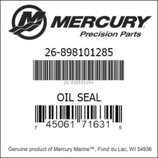 Bar codes for Mercury Marine part number 26-898101285