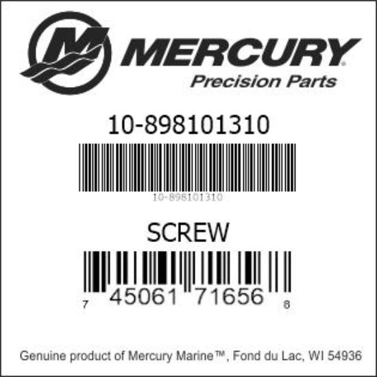Bar codes for Mercury Marine part number 10-898101310