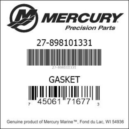 Bar codes for Mercury Marine part number 27-898101331