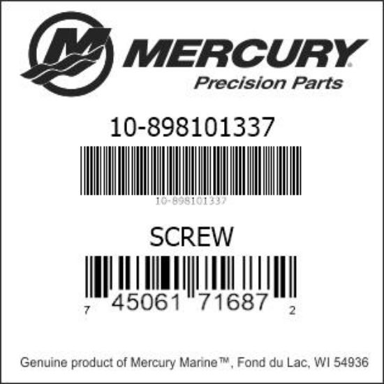 Bar codes for Mercury Marine part number 10-898101337