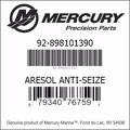 Bar codes for Mercury Marine part number 92-898101390