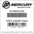 Bar codes for Mercury Marine part number 92-898101391