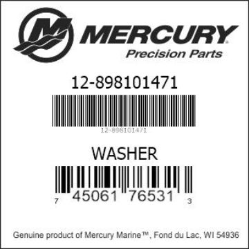 Mercury Marine part number 12-898101471 WASHER Bar codes for Mercury Marine part number 12-898101471