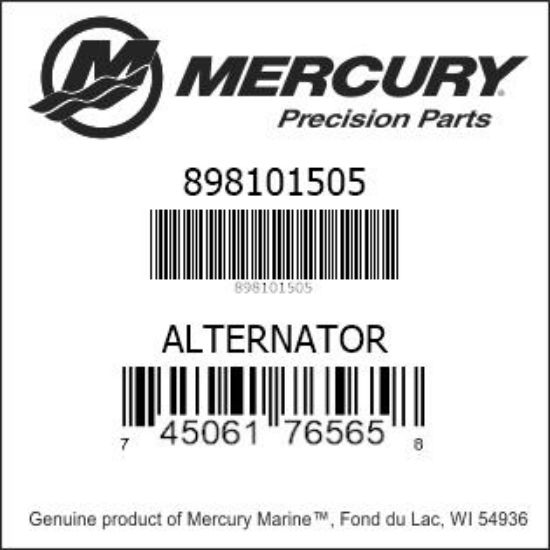 Bar codes for Mercury Marine part number 898101505