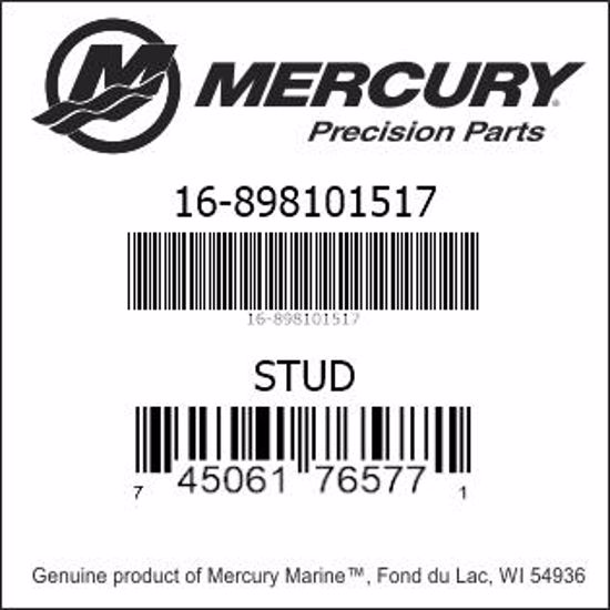 Bar codes for Mercury Marine part number 16-898101517